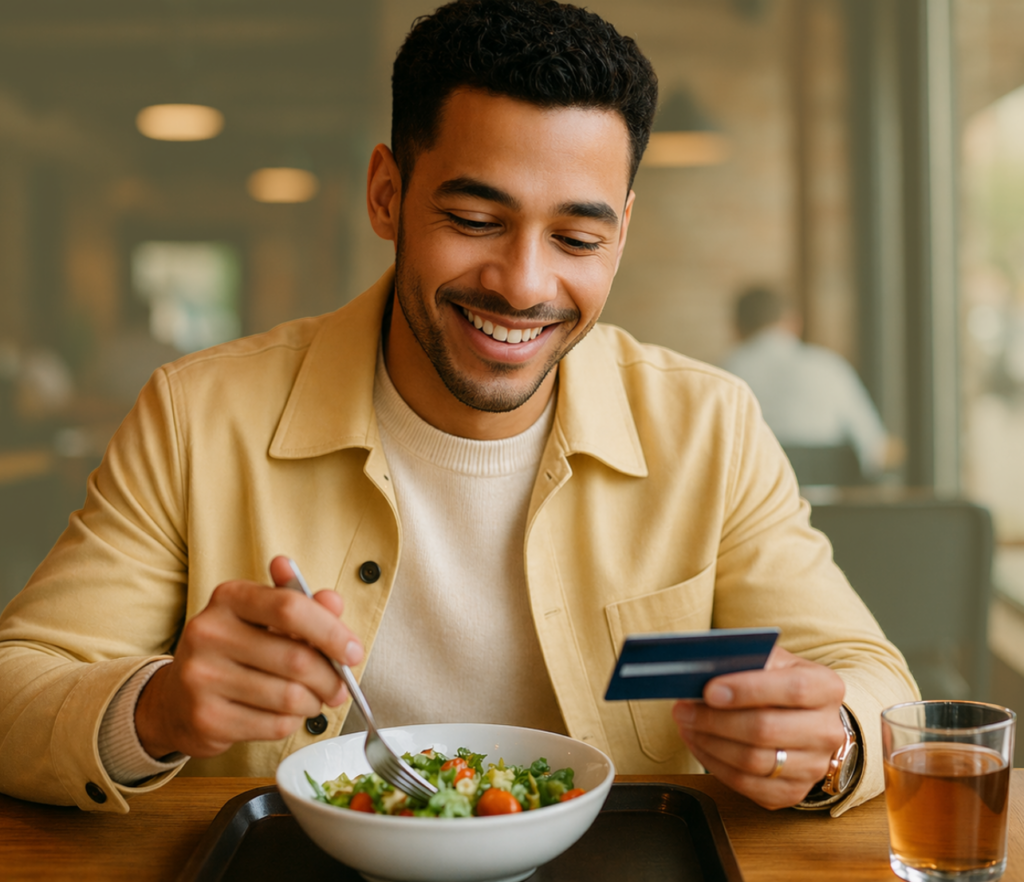A customer makes a card payment at checkout
